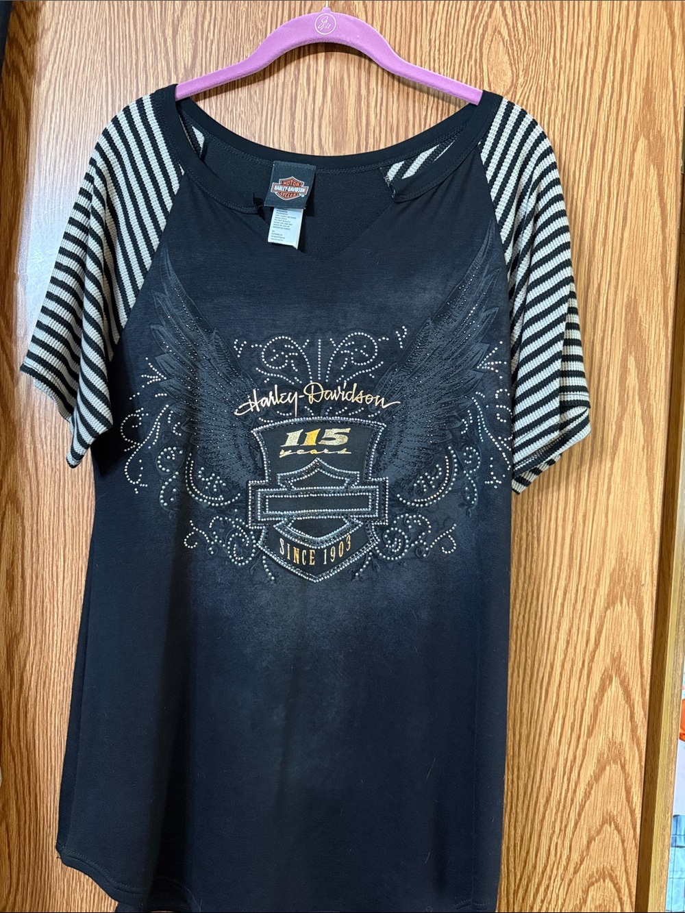 Harley-Davidson Girls' Black 115th Anniversary Graphic Raglan Top